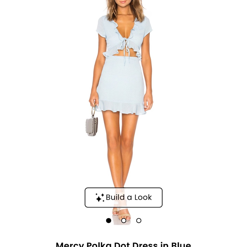 Superdown Light Blue Polka Dot Mini Dress